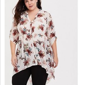 Torrid Lexie Chiffon Button Front Babydoll Tunic